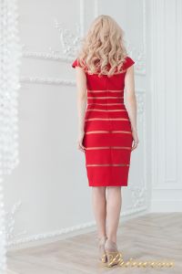 Коктейльное платье 16002 red - nude. Цвет цветное . Вид 3