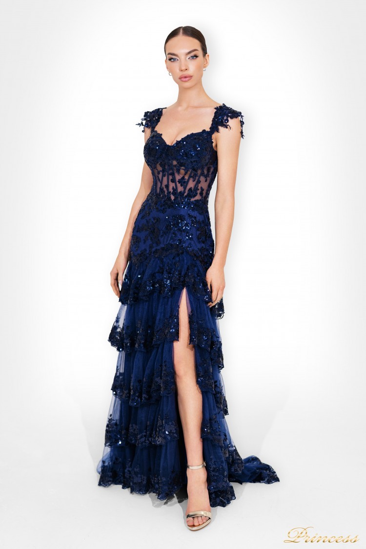 Американское Вечернее платье 23006-N синего цвета
